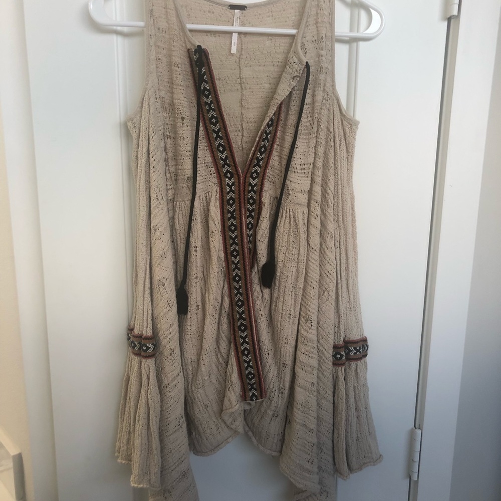 Free People Cold Shoulder Embroidered Tunic